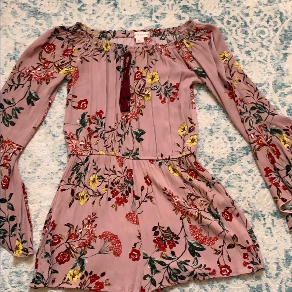 Off the shoulder bell sleeve romper size medium